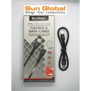 bca1e423ca8eb68cfc64b853bfc7e9c6.webp SUN GLOBAL (SGC251) TYPE-C TO IP CHARGE & DATA CABLE 6A (30cm)